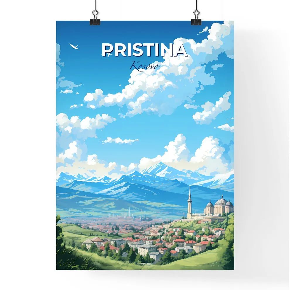 Pristina Kosovo Skyline - A Landscape With Mountains And Buildings - Customizable Travel Gift Default Title