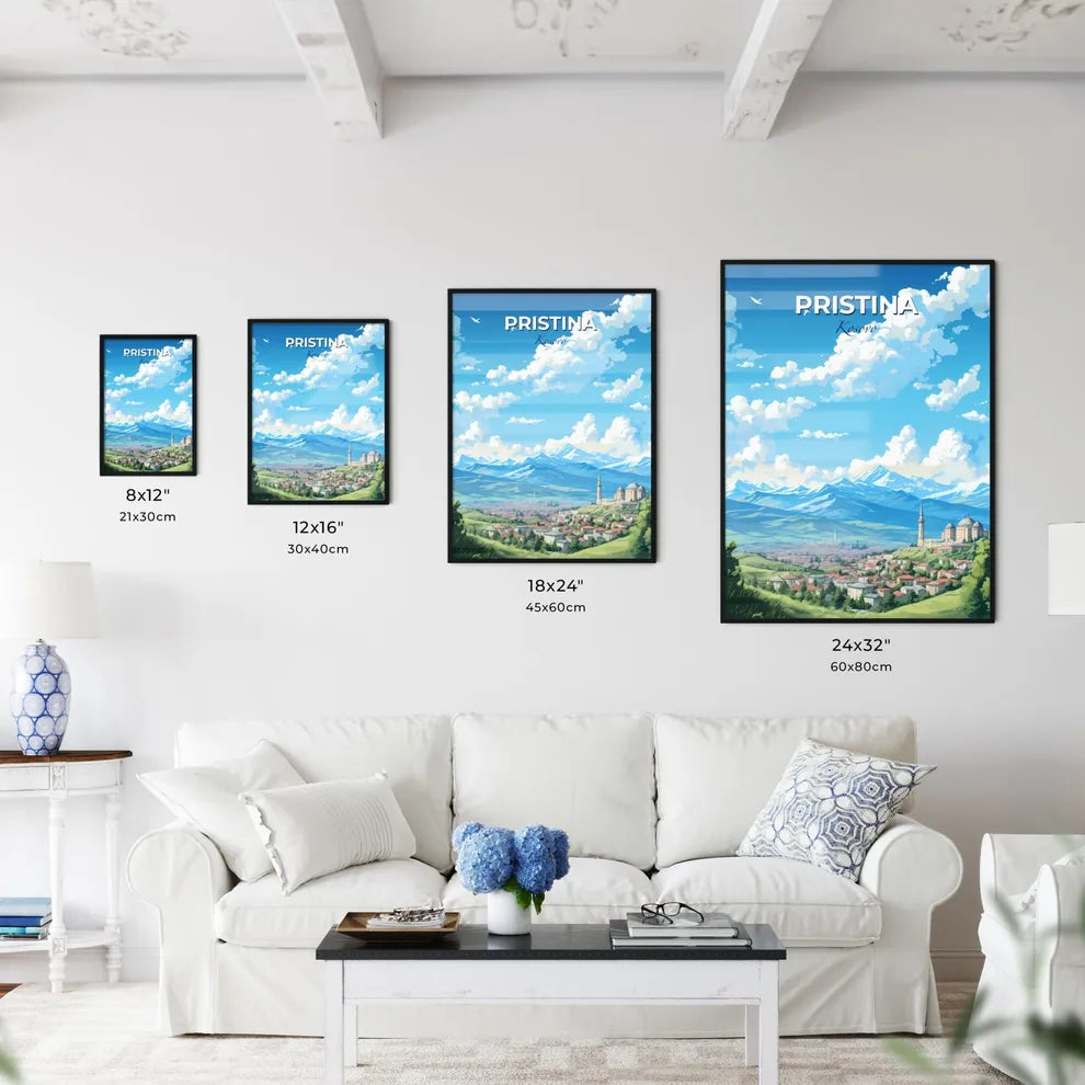 Pristina Kosovo Skyline - A Landscape With Mountains And Buildings - Customizable Travel Gift Default Title