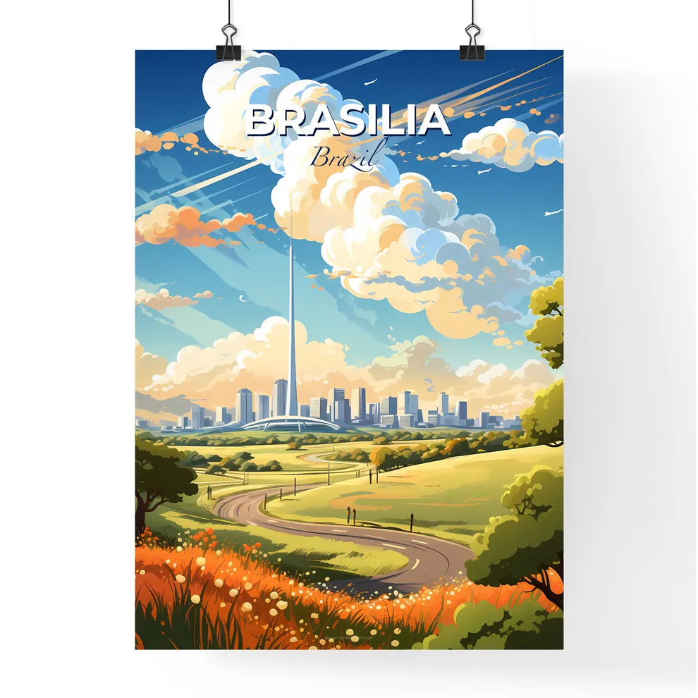 Brasilia Brazil Skyline - A Landscape With A Road And A City In The Distance - Customizable Travel Gift Default Title