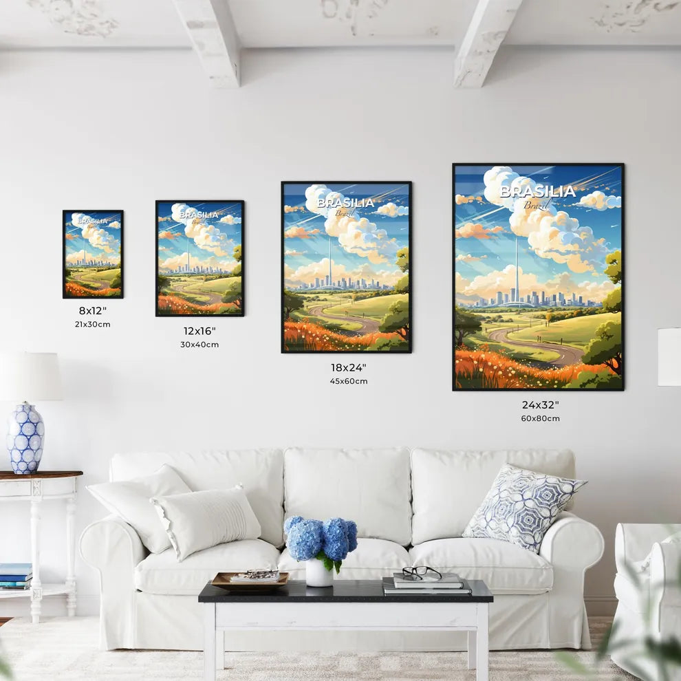 Brasilia Brazil Skyline - A Landscape With A Road And A City In The Distance - Customizable Travel Gift Default Title