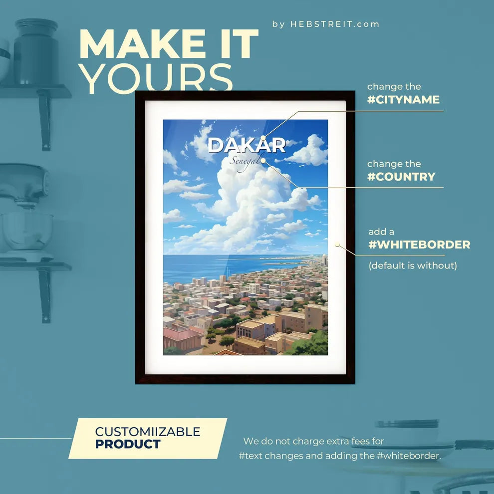 Dakar Senegal Skyline - A Large City By The Water - Customizable Travel Gift Default Title