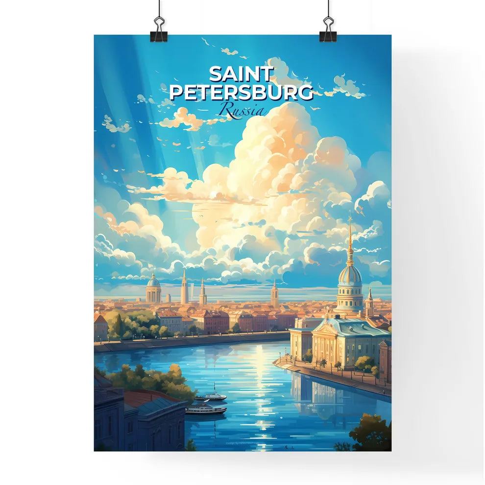 Saint Petersburg Russia Skyline - A River With Buildings And Clouds In The Sky - Customizable Travel Gift Default Title