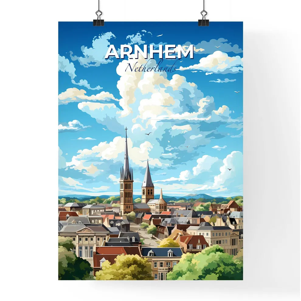 Arnhem Netherlands Skyline - A City With A Church Tower - Customizable Travel Gift Default Title