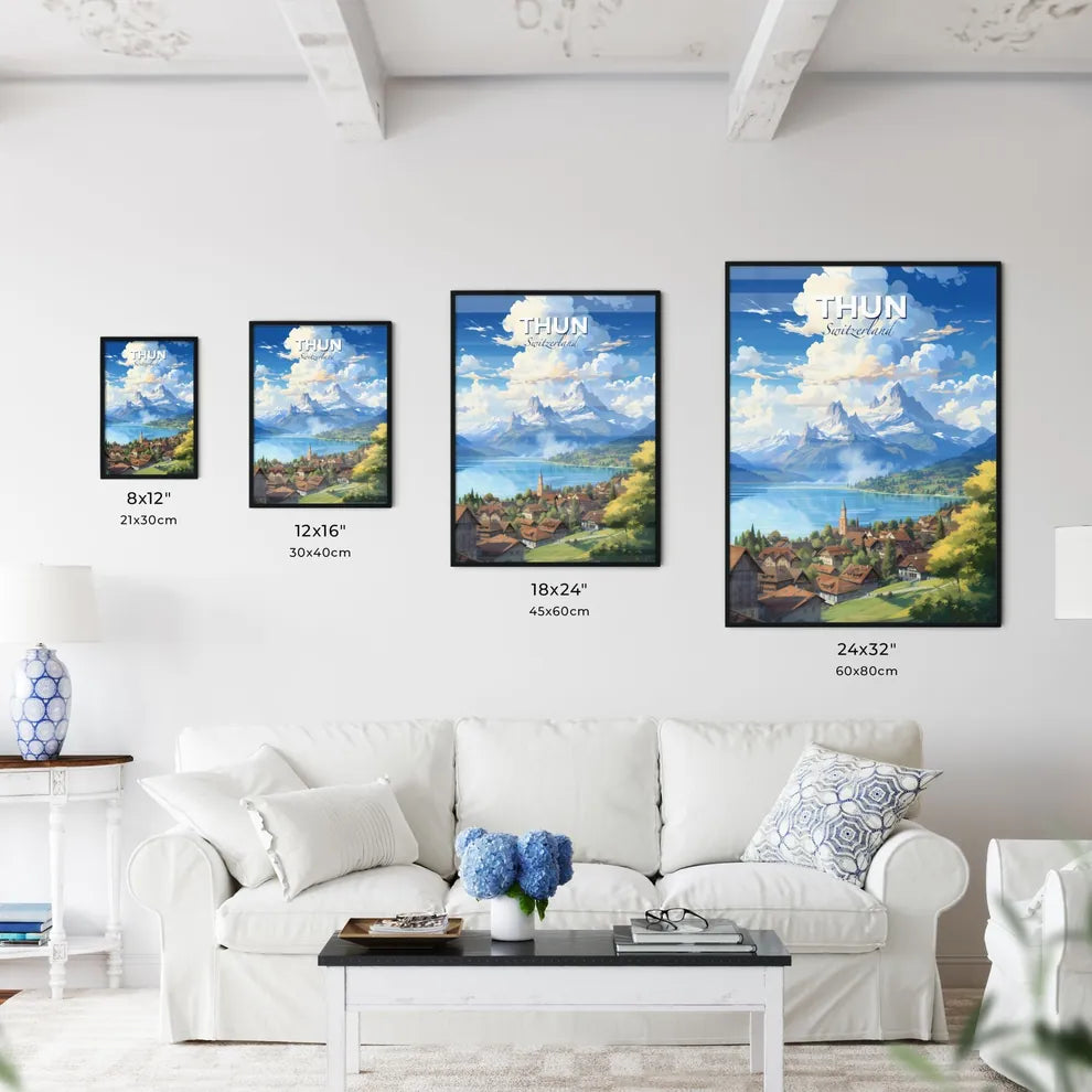 Thun Switzerland Skyline - A Town Next To A Lake - Customizable Travel Gift Default Title
