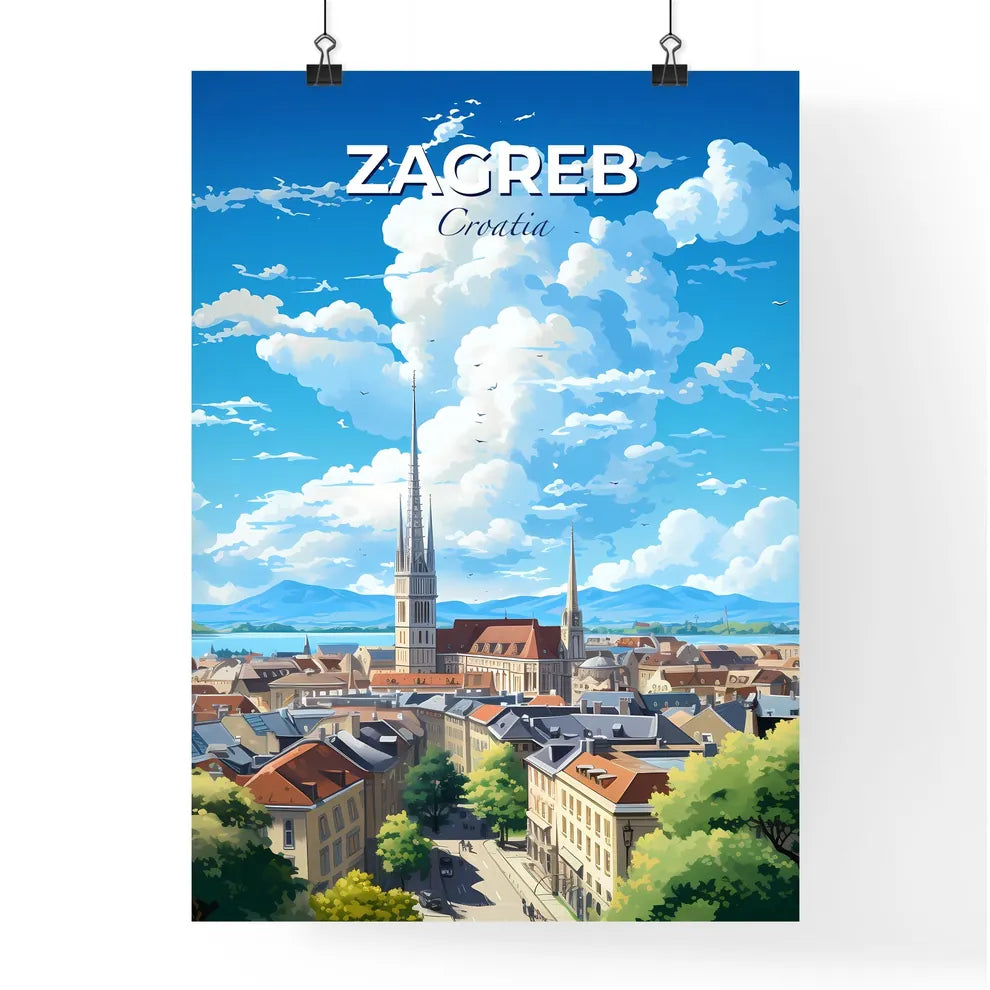 Zagreb Croatia Skyline - A City With A Tall Tower And Trees - Customizable Travel Gift Default Title