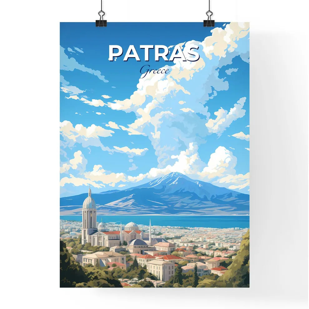 Patras Greece Skyline - A City With A Mountain In The Background - Customizable Travel Gift Default Title