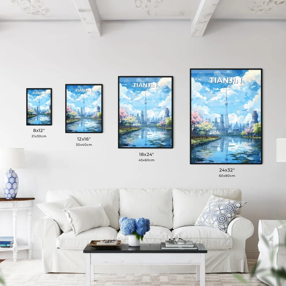 Tianjin China Skyline - A Water Body With Trees And A Tower In The Background - Customizable Travel Gift Default Title