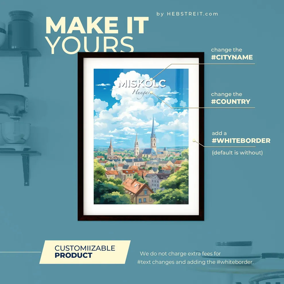 Miskolc Hungary Skyline - A City With Many Towers And Trees - Customizable Travel Gift Default Title