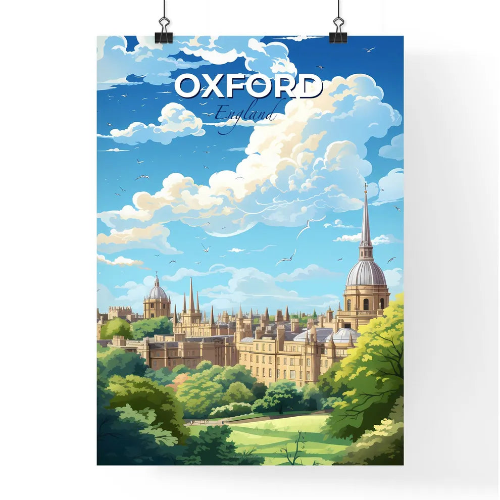 Oxford England Skyline - A City With Trees And A Building - Customizable Travel Gift Default Title