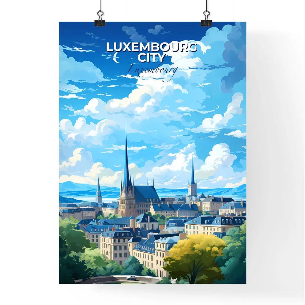 Luxembourg City Luxembourg Skyline - A City With A Spire And Trees - Customizable Travel Gift Default Title