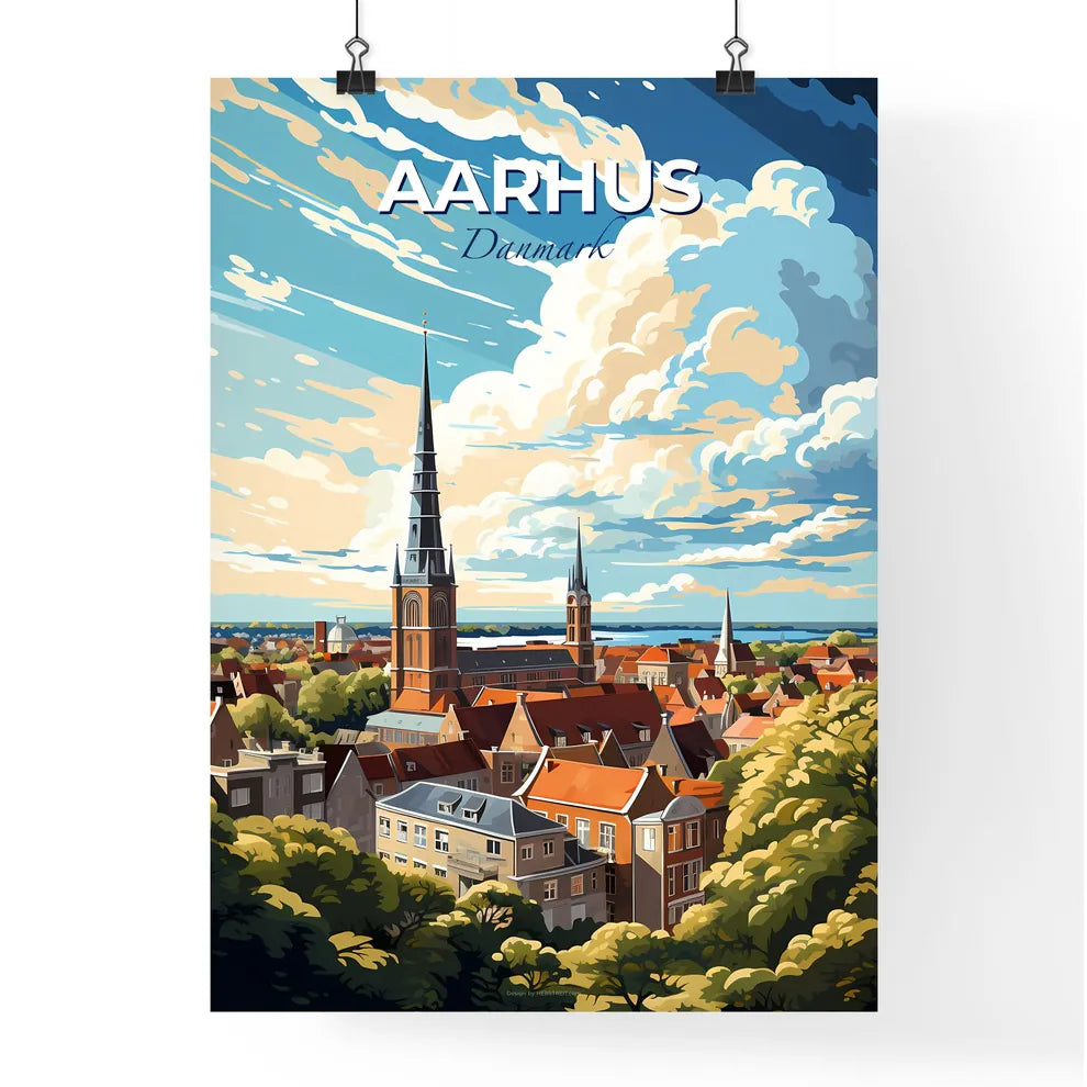 Aarhus Danmark Skyline - A City With A Tall Tower - Customizable Travel Gift Default Title