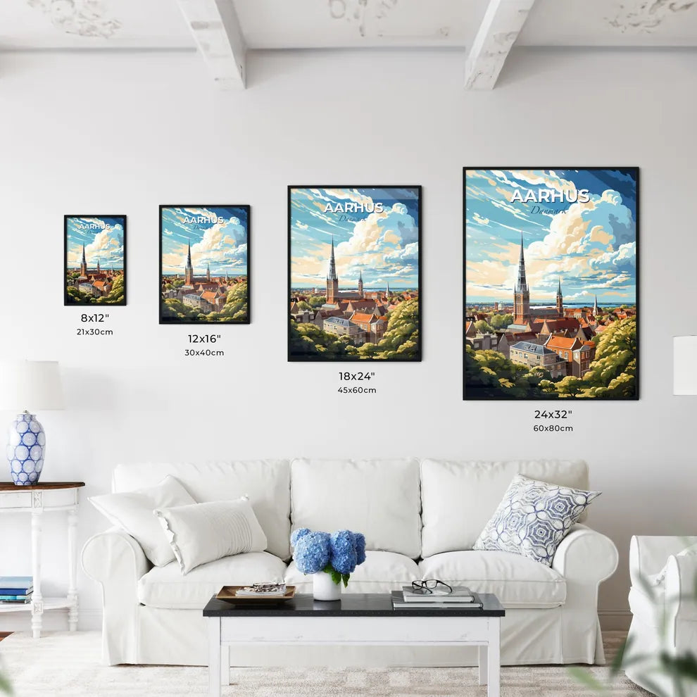 Aarhus Danmark Skyline - A City With A Tall Tower - Customizable Travel Gift Default Title