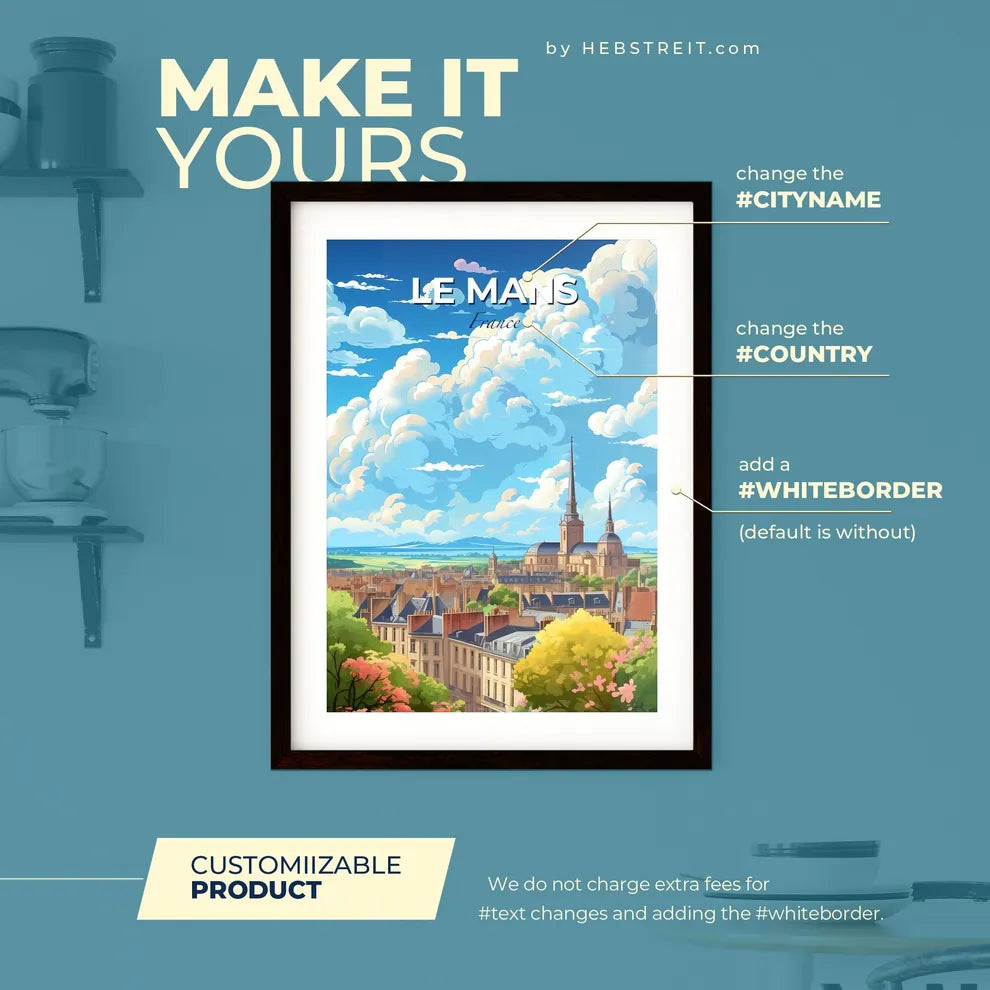 Le Mans France Skyline - A City Landscape With A Large Building And Trees - Customizable Travel Gift Default Title