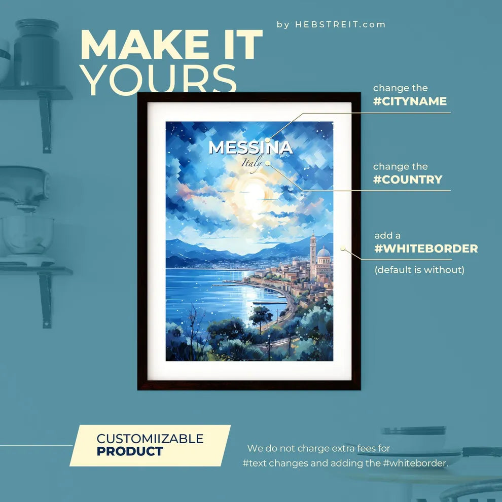 Messina Italy Skyline - A City By The Water - Customizable Travel Gift Default Title