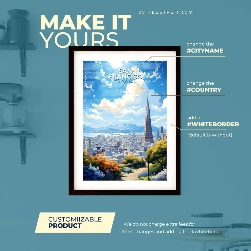 San Franciso Skyline - A City Landscape With A Tall Tower And Trees - Customizable Travel Gift Default Title