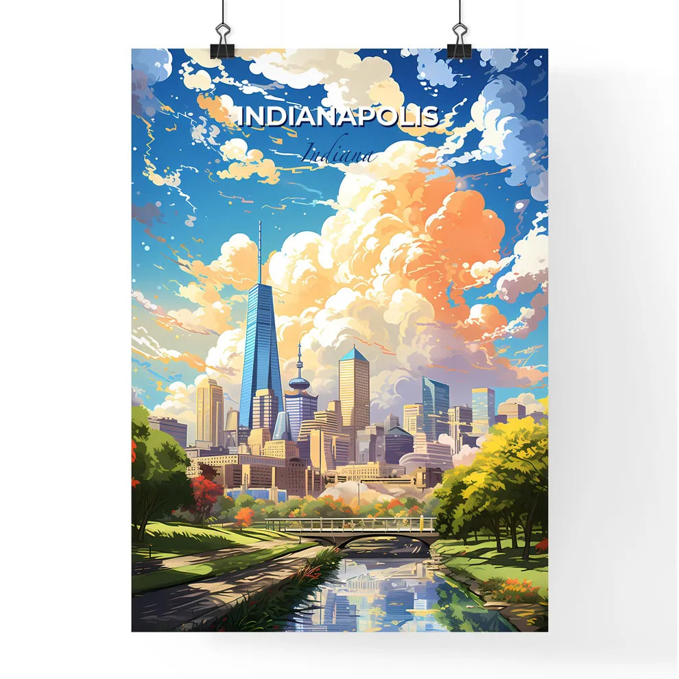 Indianapolis Indiana Skyline - A City Landscape With A Bridge And Trees - Customizable Travel Gift Default Title