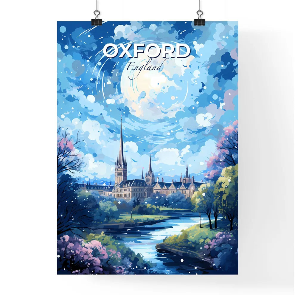 Oxford England Skyline - A Painting Of A Castle And A River - Customizable Travel Gift Default Title
