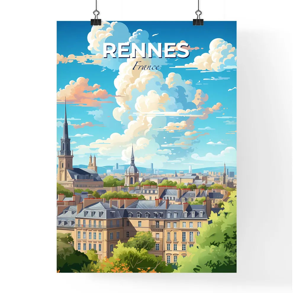 Rennes France Skyline - A City Landscape With Buildings And Trees - Customizable Travel Gift Default Title