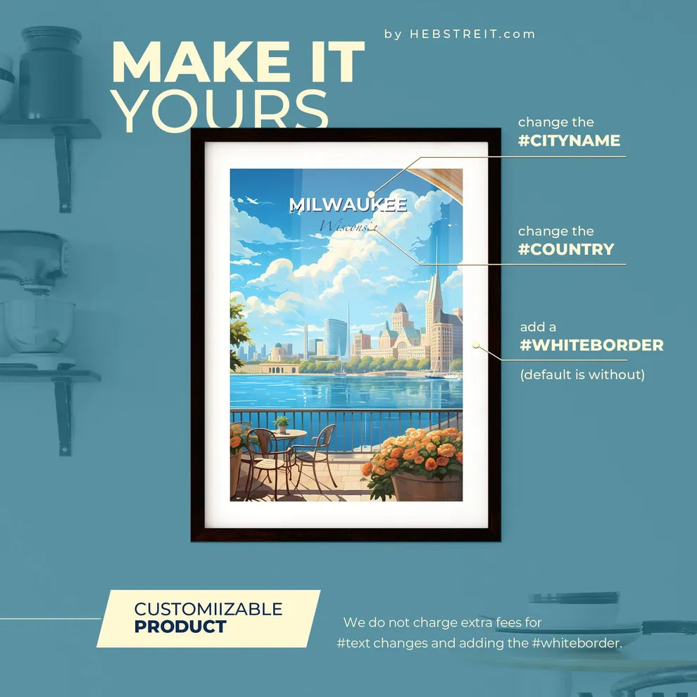 Milwaukee Wisconsin Skyline - A View Of A City From A Balcony - Customizable Travel Gift Default Title