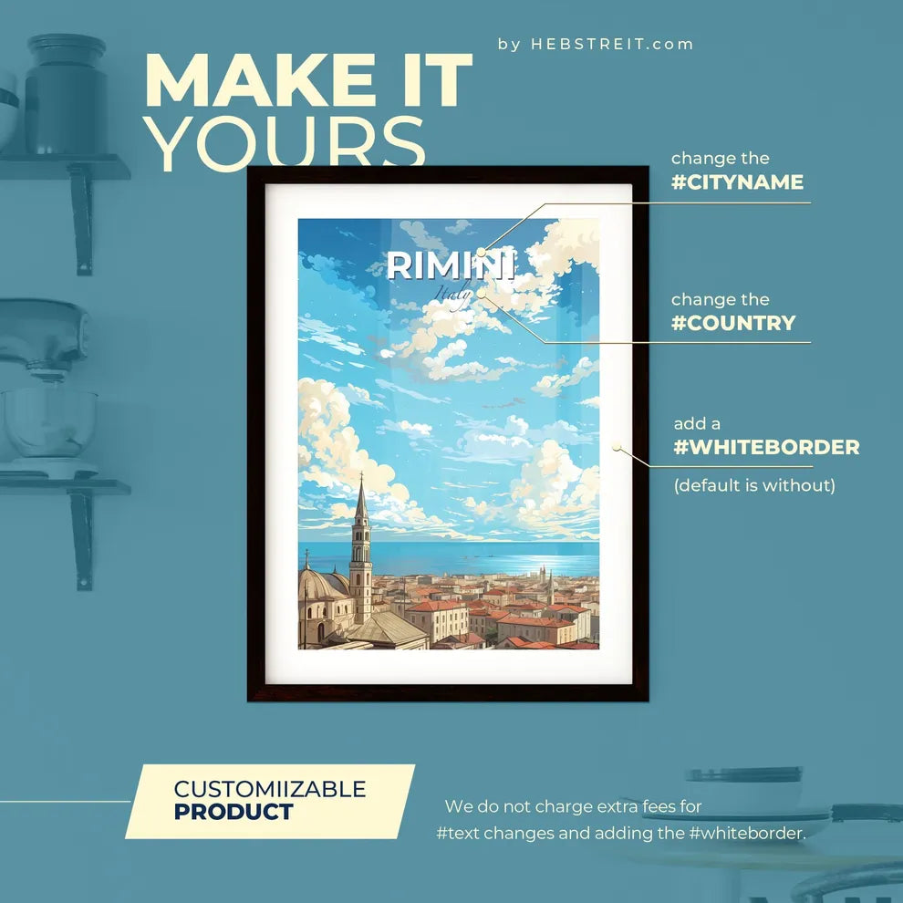 Rimini Italy Skyline - A City With A Dome And A Domed Roof - Customizable Travel Gift Default Title