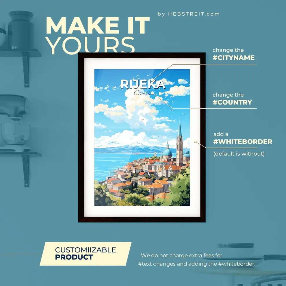 Rijeka Croatia Skyline - A City By The Water - Customizable Travel Gift Default Title