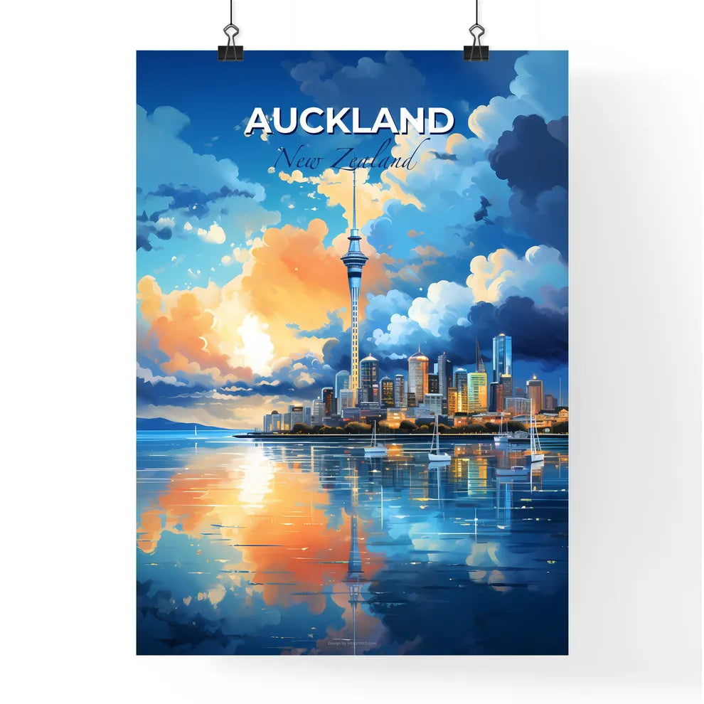 Auckland New Zealand Skyline - A City Skyline With Boats On Water - Customizable Travel Gift Default Title