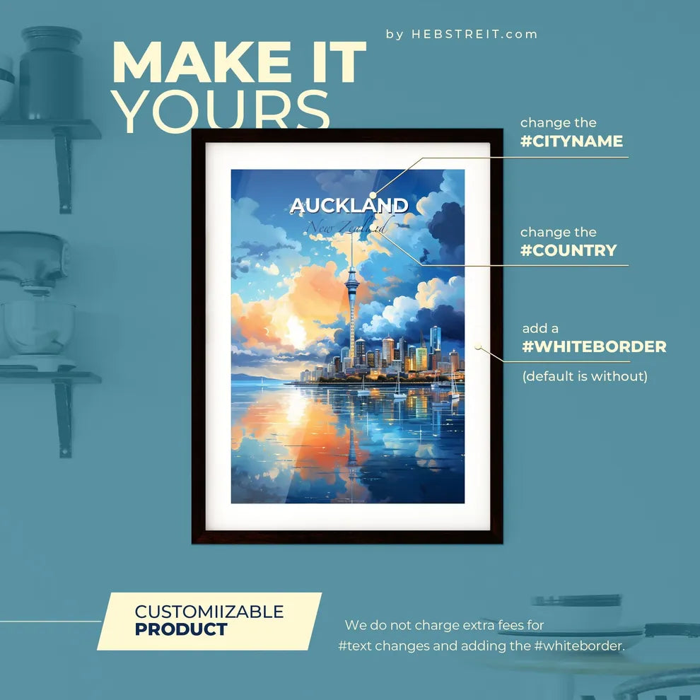 Auckland New Zealand Skyline - A City Skyline With Boats On Water - Customizable Travel Gift Default Title