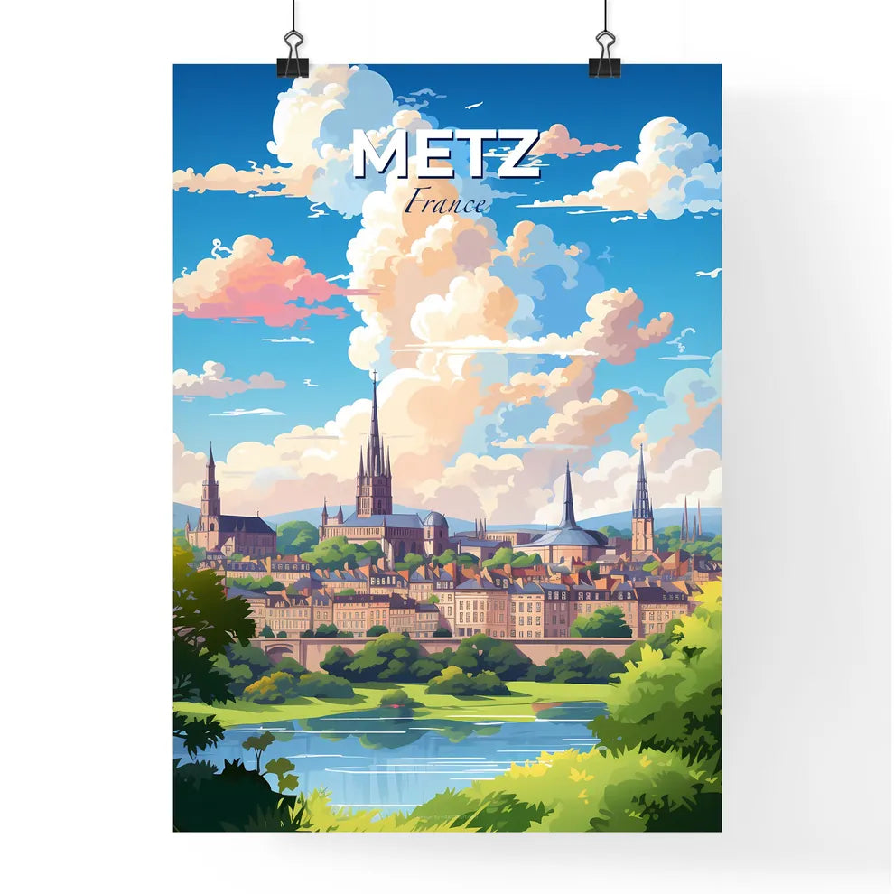 Metz France Skyline - A City With Towers And Trees - Customizable Travel Gift Default Title