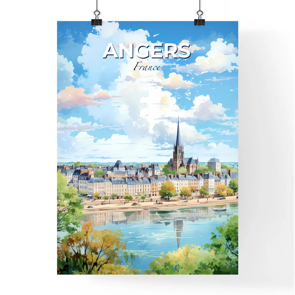 Angers France Skyline - A Watercolor Of A City With A Church And Trees - Customizable Travel Gift Default Title