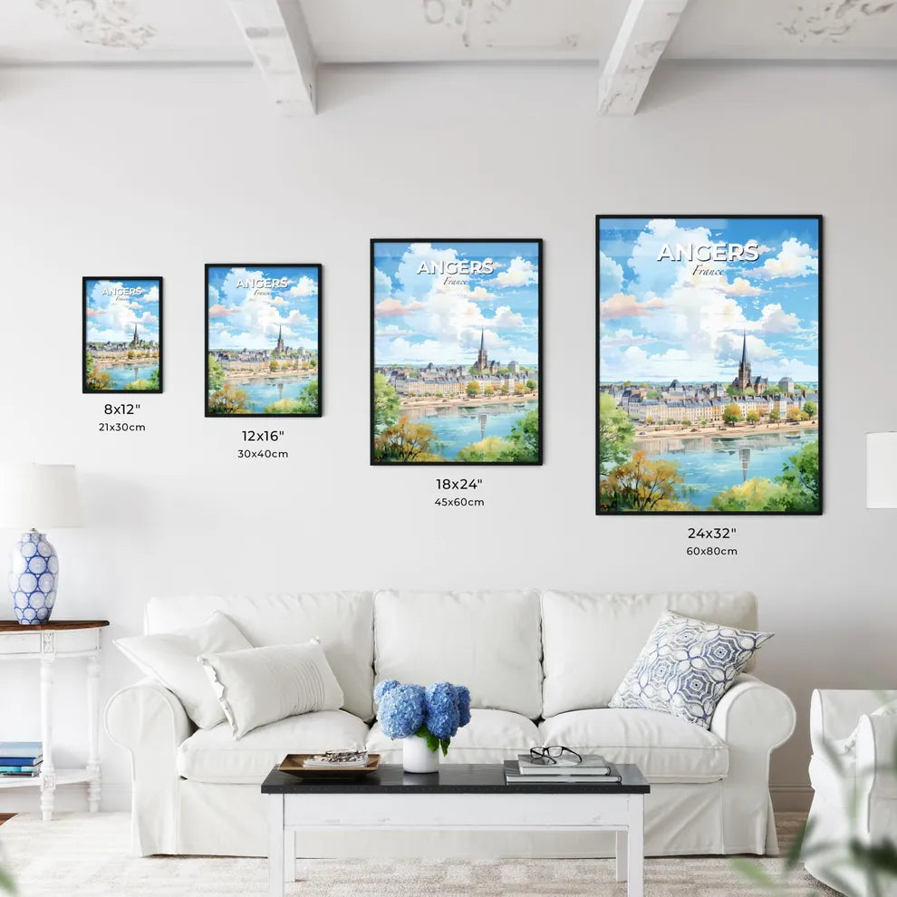 Angers France Skyline - A Watercolor Of A City With A Church And Trees - Customizable Travel Gift Default Title