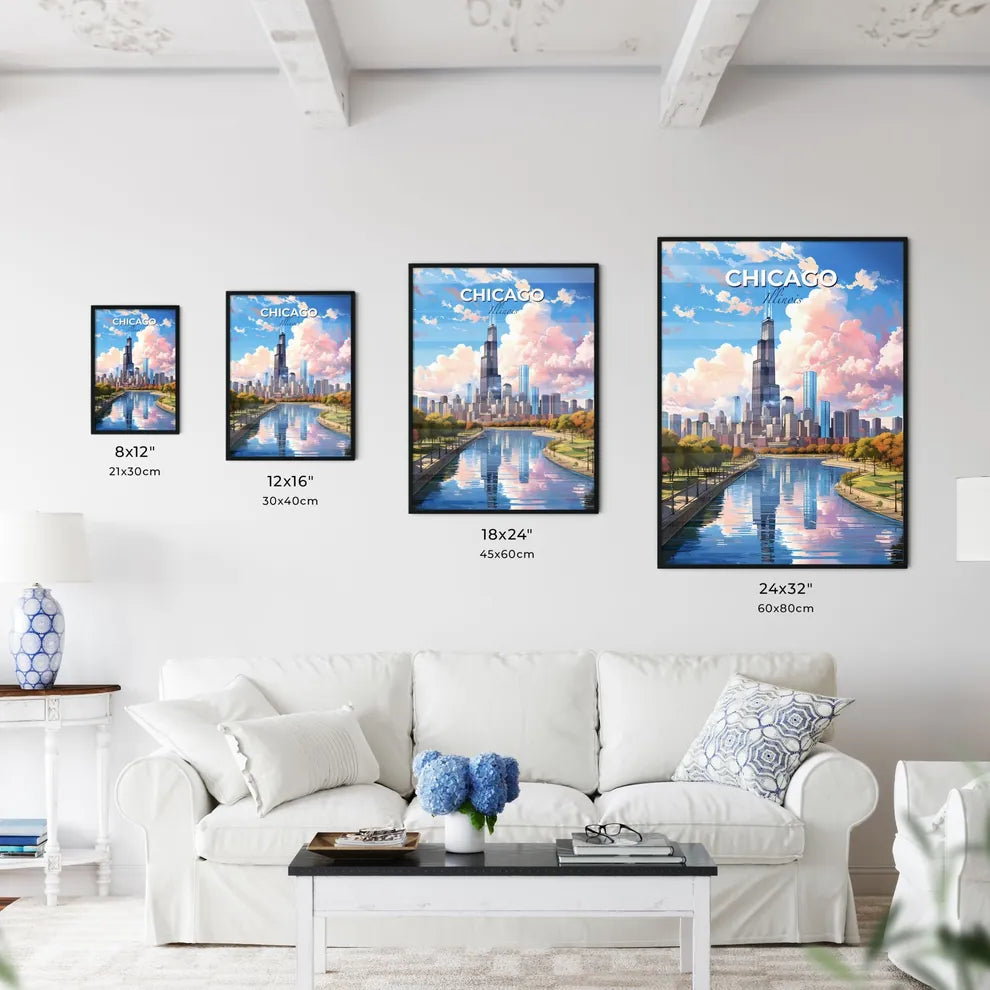 Chicago Skyline - A Cityscape With Trees And A River - Customizable Travel Gift Default Title