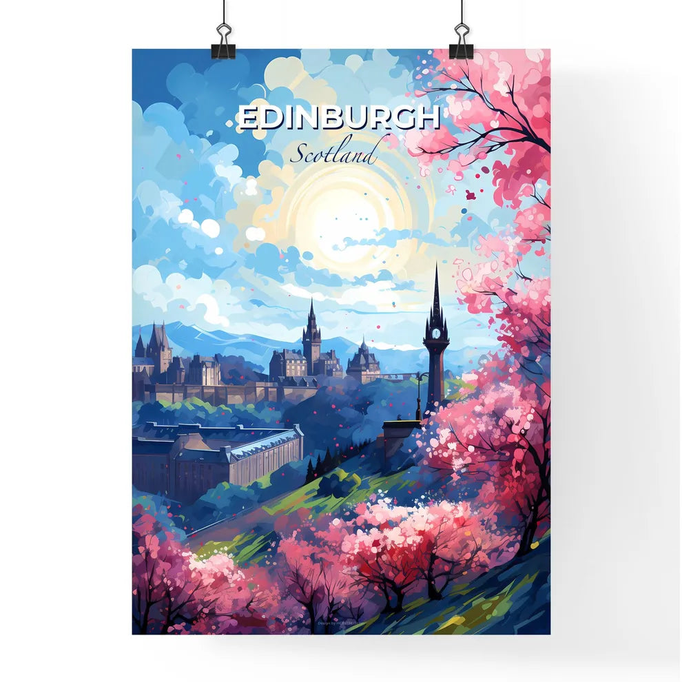 Edinburgh Scotland Skyline - A Painting Of A Castle And A City - Customizable Travel Gift Default Title