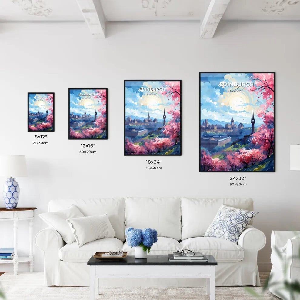 Edinburgh Scotland Skyline - A Painting Of A Castle And A City - Customizable Travel Gift Default Title