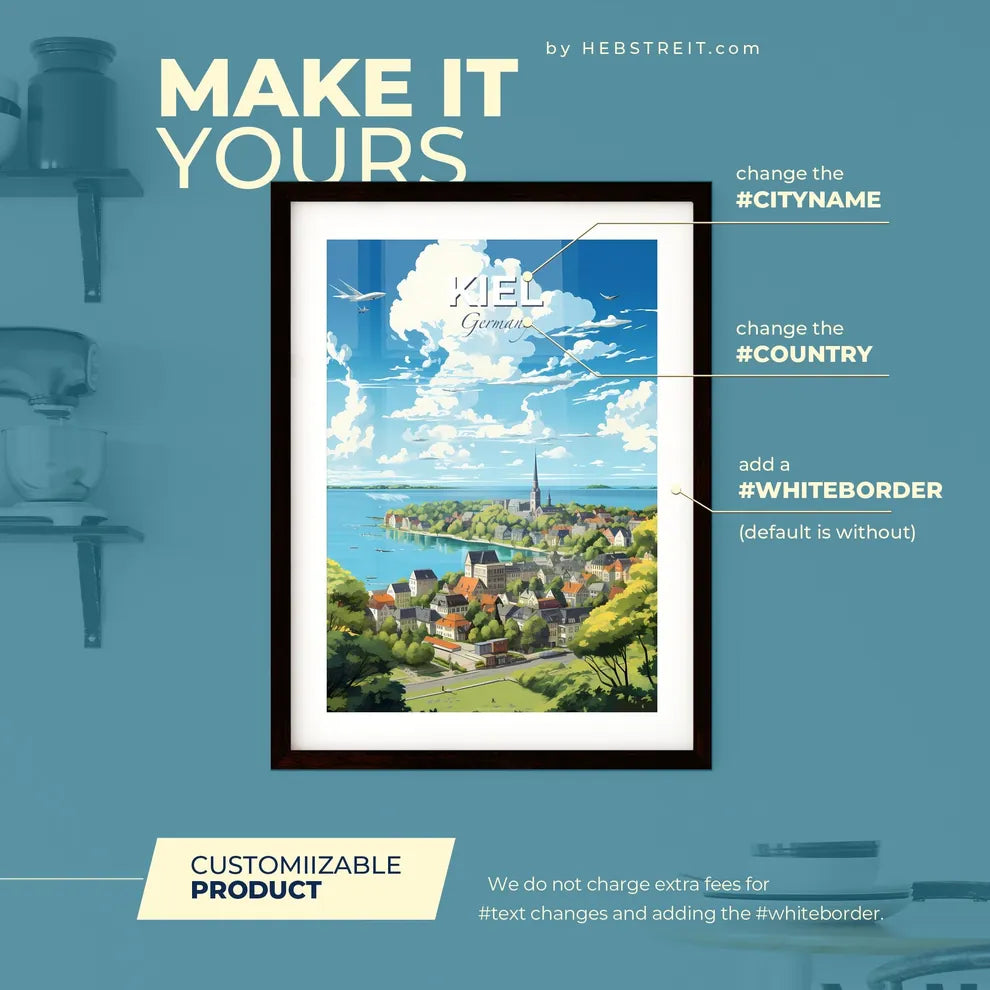 Kiel Germany Skyline - A City By The Water - Customizable Travel Gift Default Title