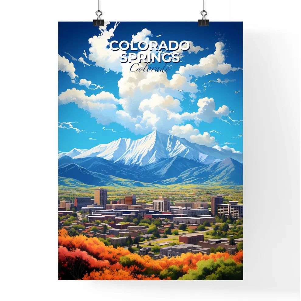 Colorado Springs Colorado Skyline - A City With Mountains In The Background - Customizable Travel Gift Default Title
