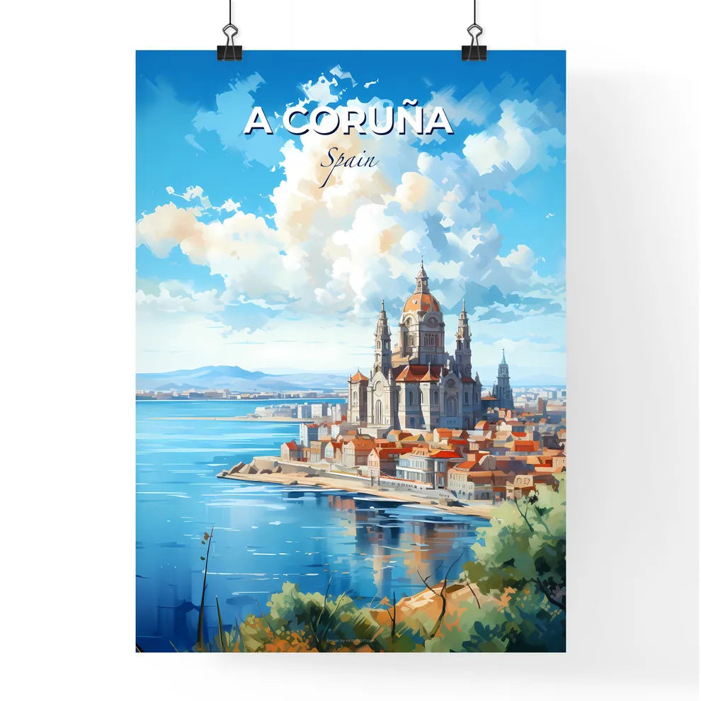 A Corua Spain Skyline - A Large Building With A Large Dome On The Side Of A City By Water - Customizable Travel Gift Default Title