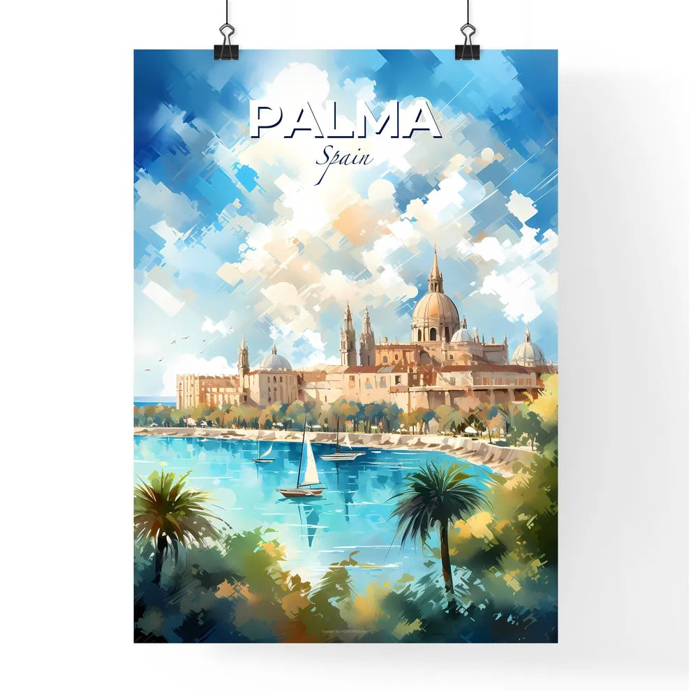 Palma Spain Skyline - A Water Body With A Building And Boats In It - Customizable Travel Gift Default Title
