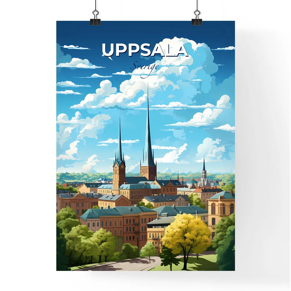Uppsala Sverige Skyline - A City With Towers And Trees - Customizable Travel Gift Default Title