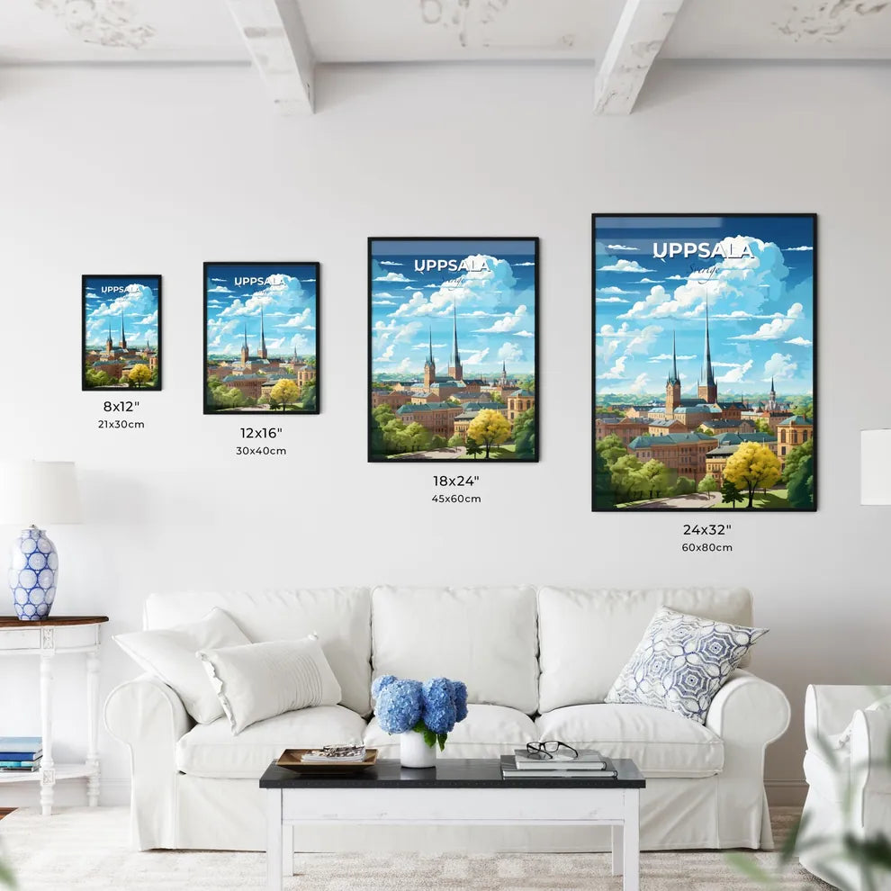 Uppsala Sverige Skyline - A City With Towers And Trees - Customizable Travel Gift Default Title