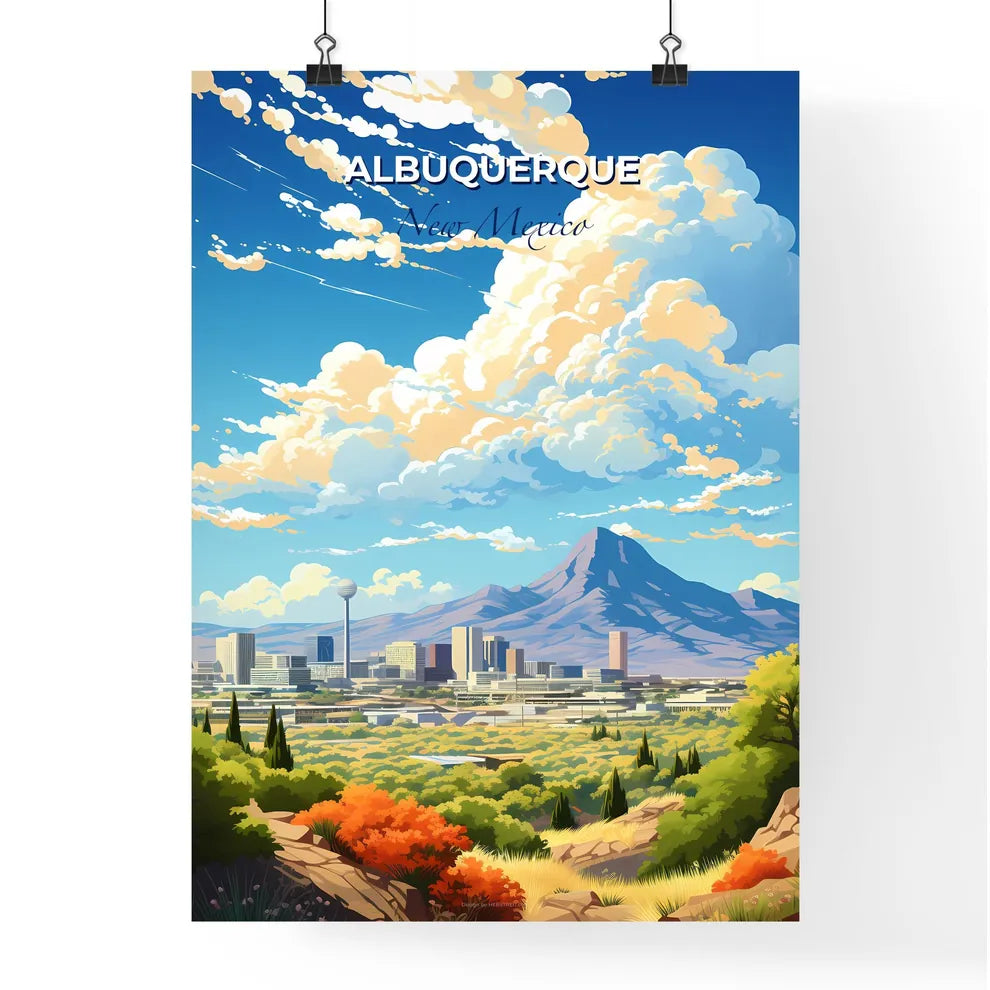 Albuquerque New Mexico Skyline - A Landscape Of A City And Mountains - Customizable Travel Gift Default Title