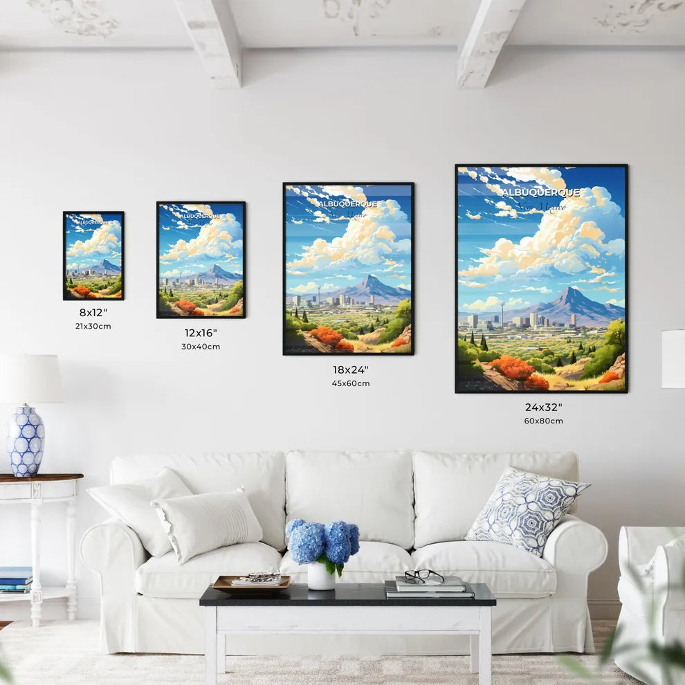 Albuquerque New Mexico Skyline - A Landscape Of A City And Mountains - Customizable Travel Gift Default Title