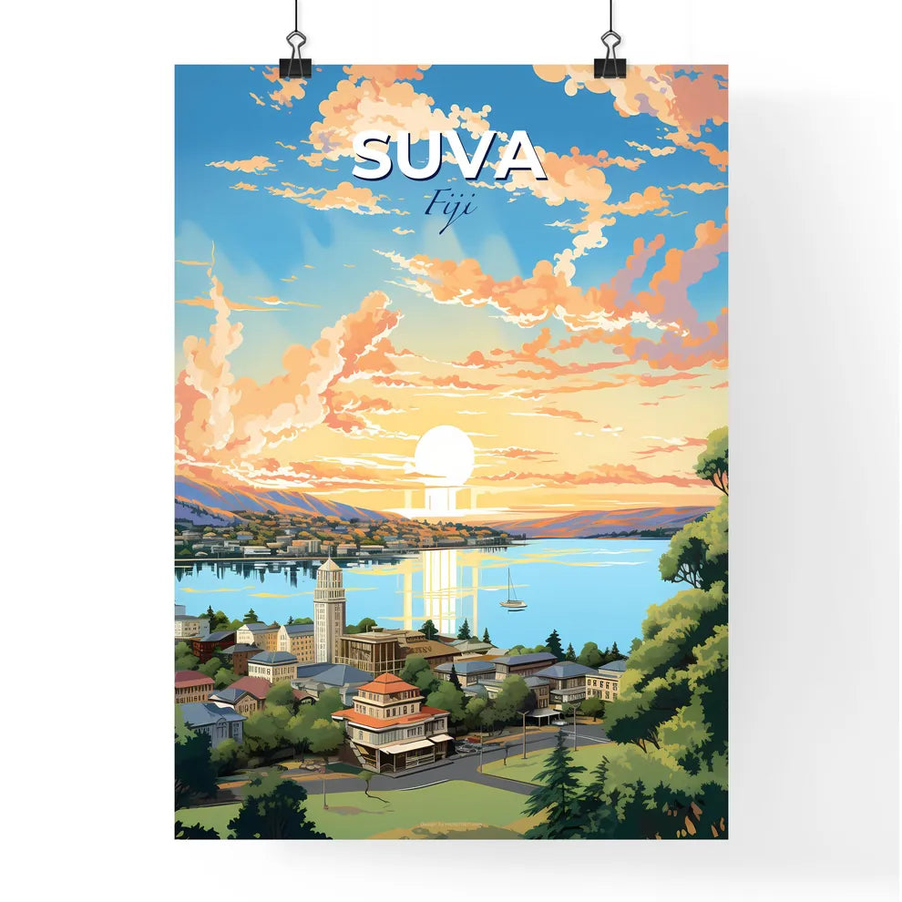 Suva Fiji Skyline - A City By The Water - Customizable Travel Gift Default Title