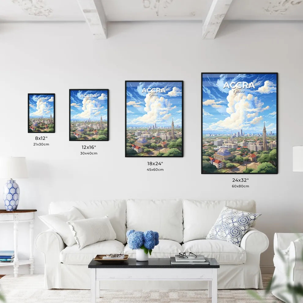 Accra Ghana Skyline - A City Landscape With A Large Cloud In The Sky - Customizable Travel Gift Default Title