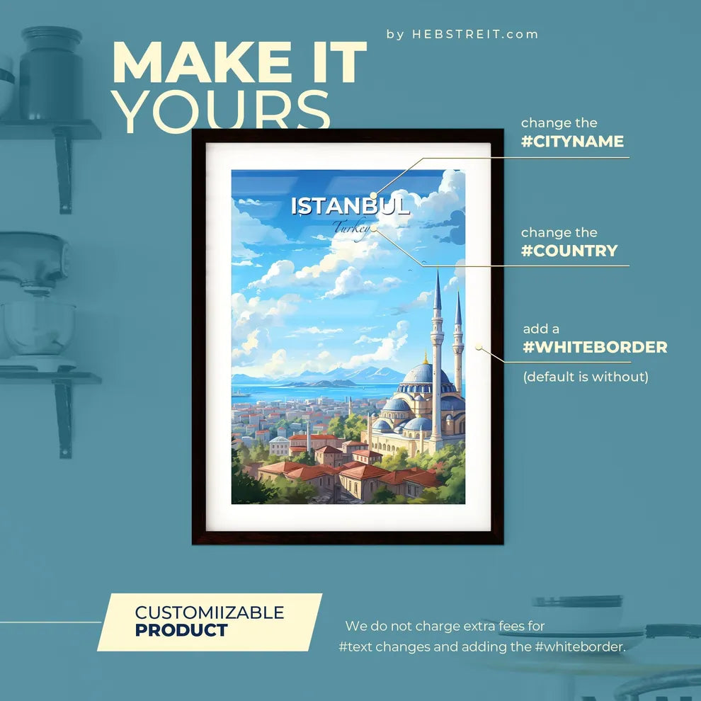 Istanbul Turkey Skyline - A Building With Towers And A City In The Background - Customizable Travel Gift Default Title