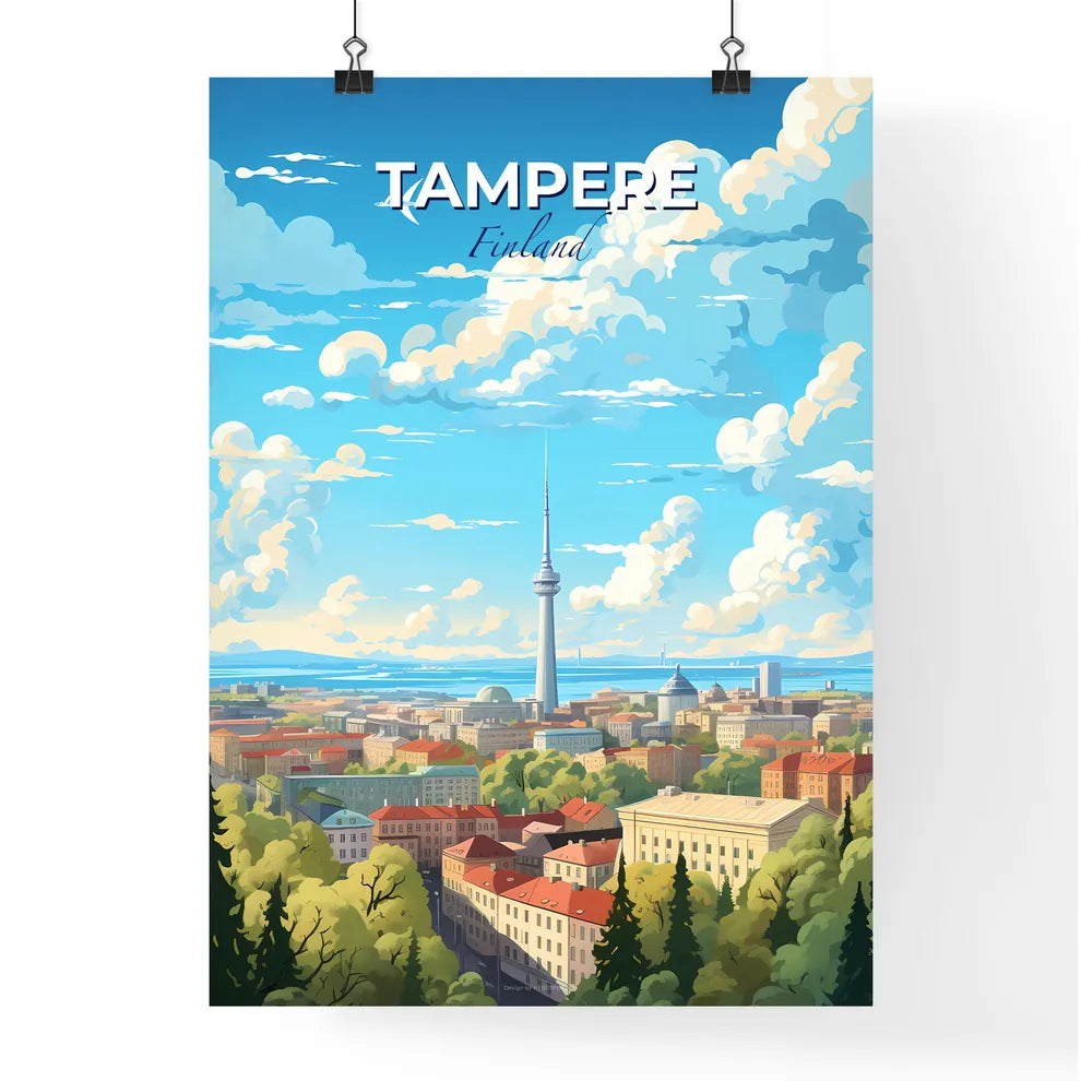Tampere Finland Skyline - A City With A Tower And Buildings - Customizable Travel Gift Default Title
