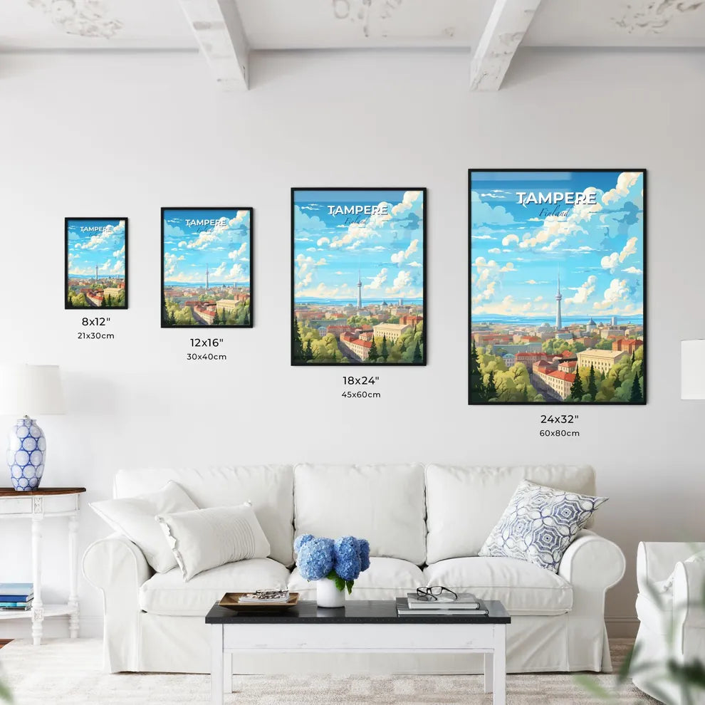 Tampere Finland Skyline - A City With A Tower And Buildings - Customizable Travel Gift Default Title