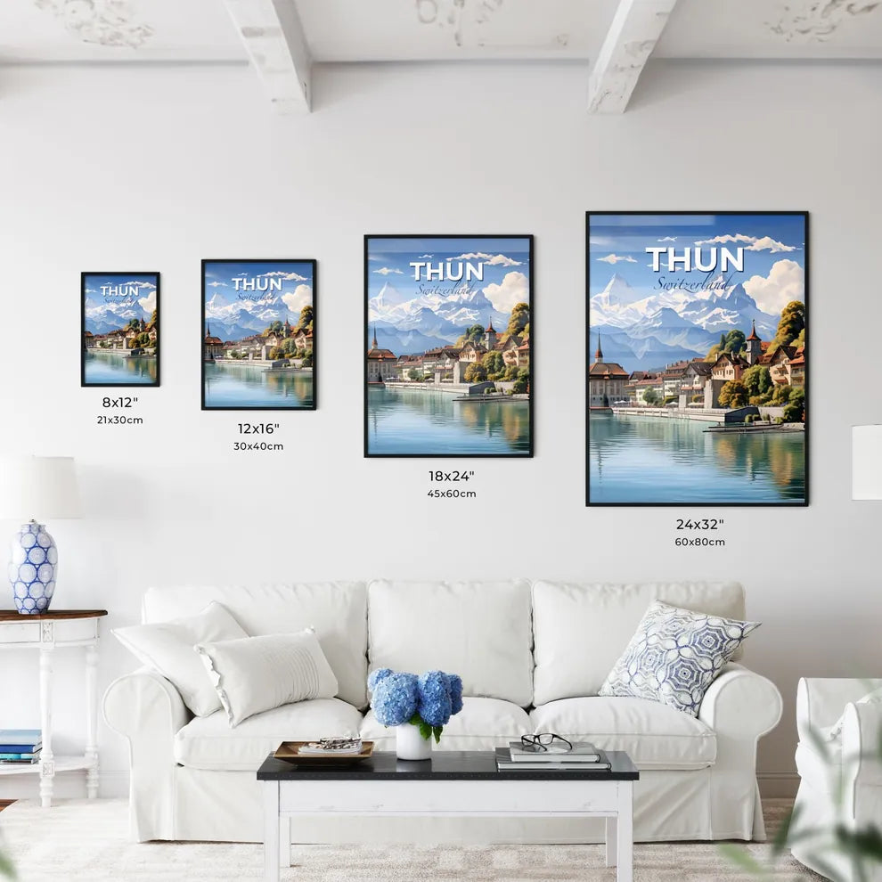 Thun Switzerland Skyline - A Town Next To A Lake - Customizable Travel Gift Default Title