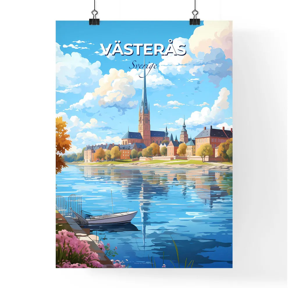 Vsters Sverige Skyline - A Water Body With A Boat And A Building In The Background - Customizable Travel Gift Default Title