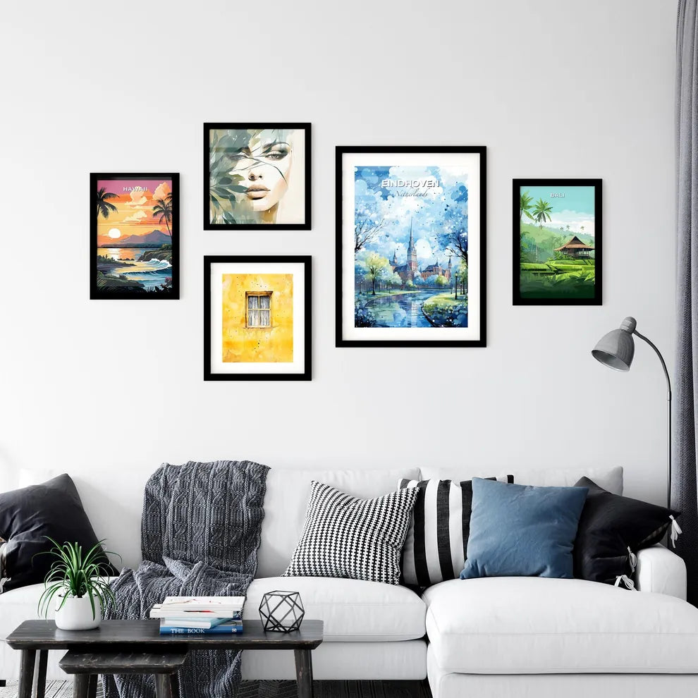 Eindhoven Netherlands Skyline - A Painting Of A Castle And A Pond - Customizable Travel Gift Default Title