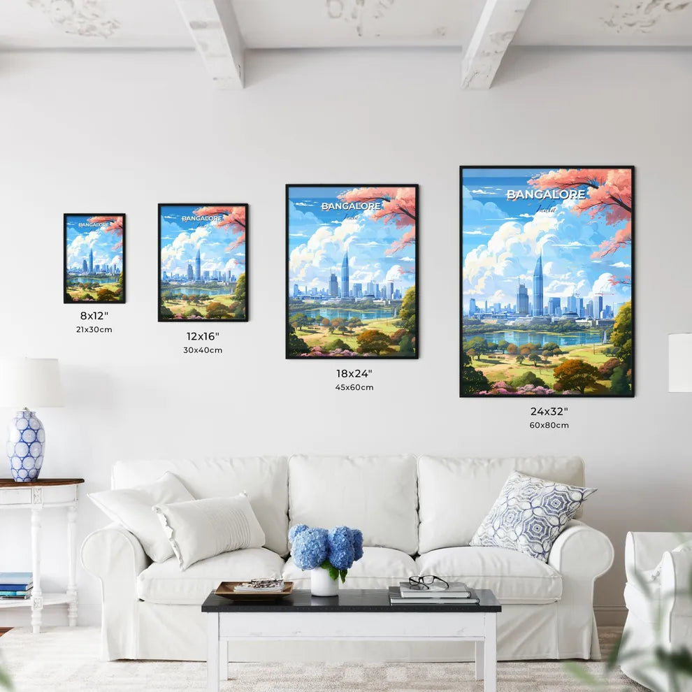 Bangalore India Skyline - A City Landscape With Trees And A River - Customizable Travel Gift Default Title